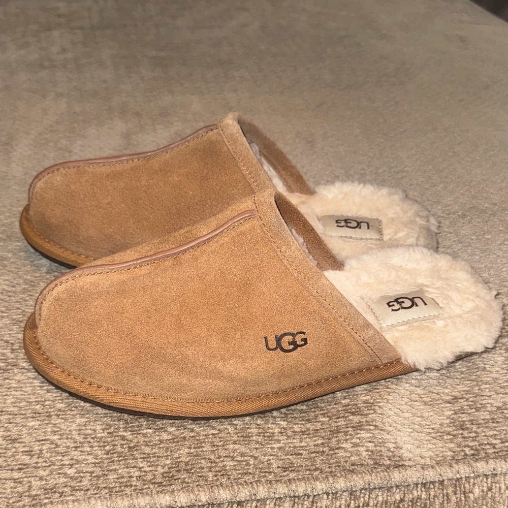 UGG Tan Suede Shearling-Lined Slip-On Clog